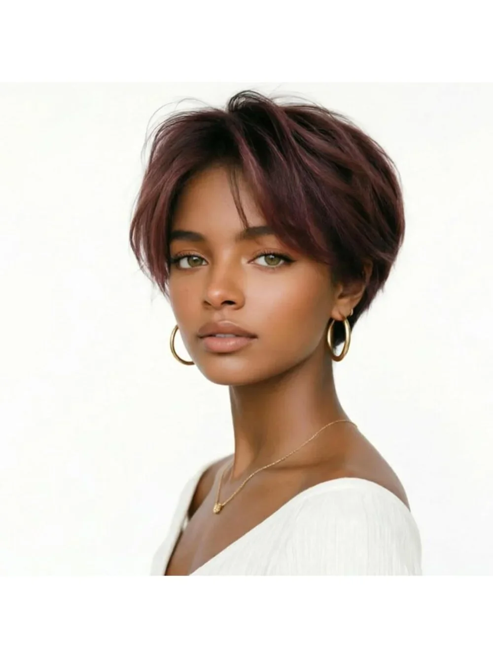 Glueless Chocolate Brown Pixie Cut Wig - Short Layered Human Hair for Women